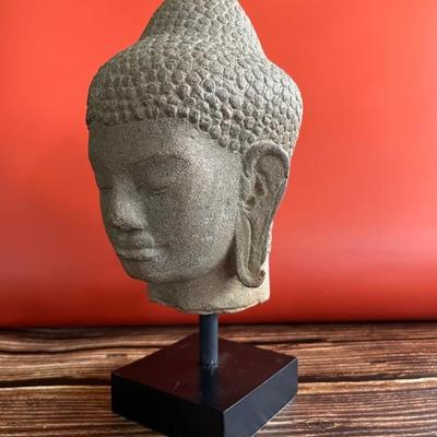 Head of Buddha, sandstone, 12th century, Khmer Cambodia