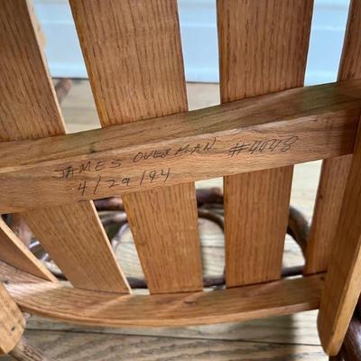 Handmade bentwood childâ€™s rocking chair by James Overman, signed