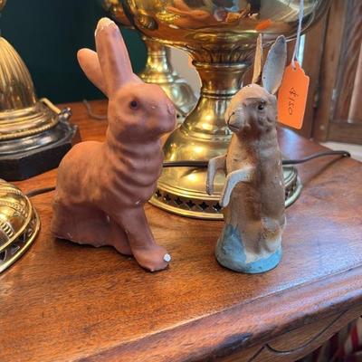 vintage paper mache rabbits