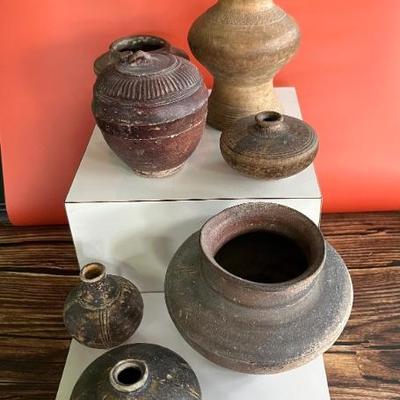 A collection of Khmer 12th century pottery vessels