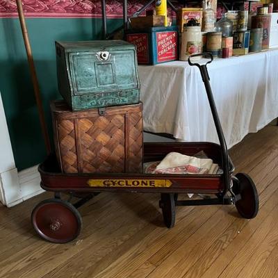 Antique wooden wagons with cast iron wheels, Auto Wheel Coasters and Cyclone