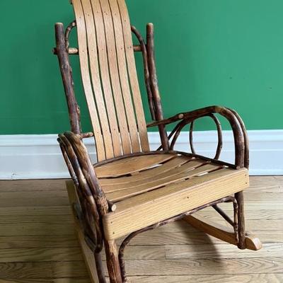 Handmade bentwood childâ€™s rocking chair by James Overman, signed