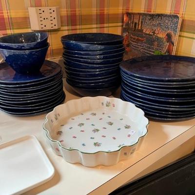 Crate and Barrel dishes, Blue Baltic, set of 8