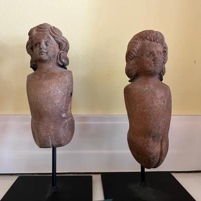 Antique terracotta doll molds, early to mid 19th century