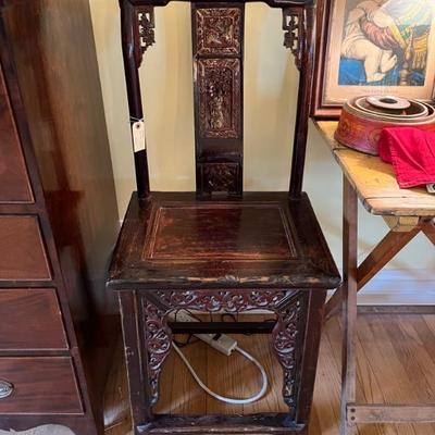 antique Chinese side chair with beautiful carving