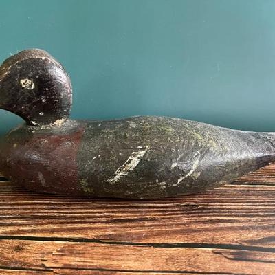 Antique duck decoy, white wing scoter, hand carved and hand painted