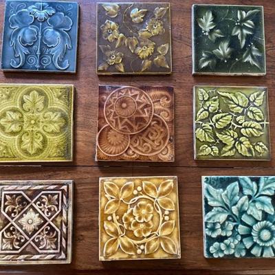 a group of Art Nouveau, Arts and Crafts style English tiles, late 19th century