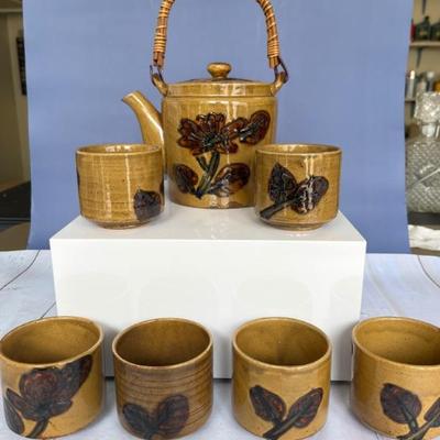 1960s Japanese style hand painted tea set, very mid century