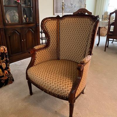 Louis XVI style mid century wingback chair