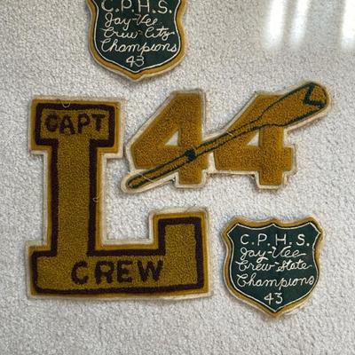 1944 varsity crew team patches from Lane Tech High School