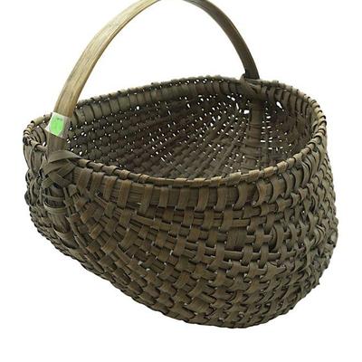 LARGE ANTIQUE AMERICAN DOUBLE BUSTLE MARKET BASKET