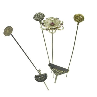 LOT OF VINTAGE AND ANTIQUE HAT PINS - 6 PIECES