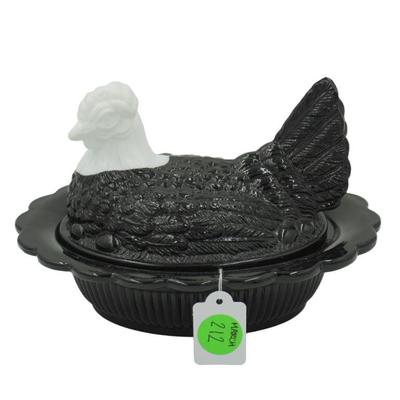 VINTAGE MOSSER HEN ON NEST GLASS DISH
