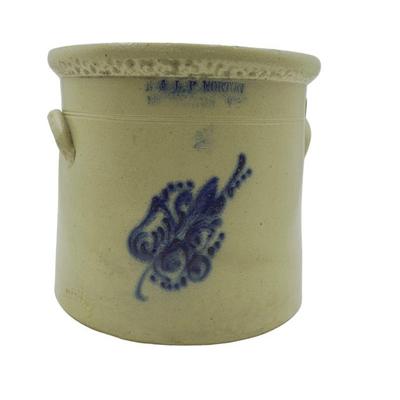 E. & L.P. NORTON ANTIQUE 2 GALLON CROCK VERMONT 1859