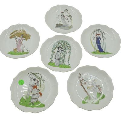 6 ANTIQUE ATLAS CHINA ART DECO DESSERT PLATES
