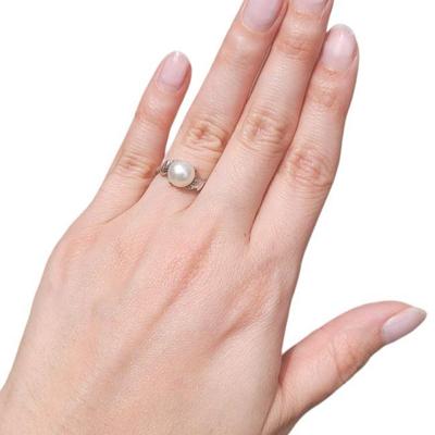 STERLING SILVER PEARL RING SIZE 4 3/4