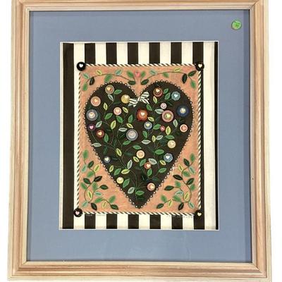 LINDA SOLOVIC MIXED MEDIA HAND MADE PAPER FOLK ART HEART