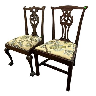 2 ANTIQUE 18TH 19th C CHIPPENDALE SIDE CHAIRS