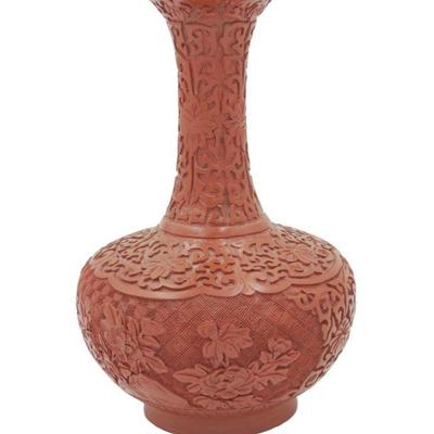 CHINESE CARVED CINNABAR LACQUER VASE