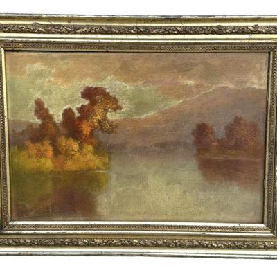 19th c HUDSON RIVER SCHOOL OIL ON CANVAS