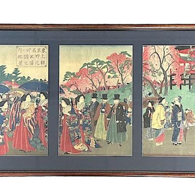 JAPANESE OBAN TRIPTYCH WOODBLOCK HIROSHIGE