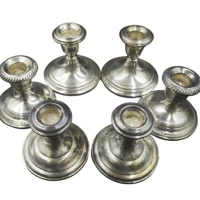 6 STERLING SILVER CANDLESTICKS