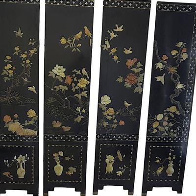ANTIQUE 4 PANEL INLAID CHINESE SCREEN