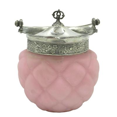 PAIRPOINT GLASS PINK FLORETTE BISCUIT JAR