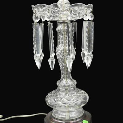 VINTAGE GLASS & CRYSTAL PRISM TABLE LAMP