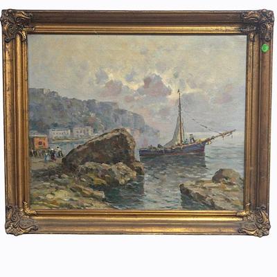 ITALIAN POST IMPRESSIONIST MARITIME ON CANVAS