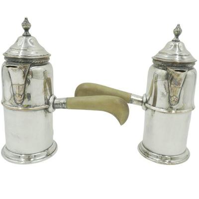 PAIR ANTIQUE ENGLISH CHOCOLATE POTS