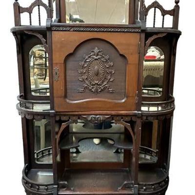 ANTIQUE AMERICAN EASTLAKE MUSIC CABINET / ETAGERE