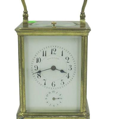 TIFFANY & CO BRASS CARRIAGE CLOCK MID CENTURY