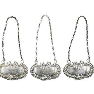 5 STERLING SILVER LIQUOR LABELS