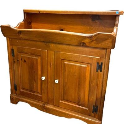 ANTIQUE AMERICAN PINE DRY SINK CABINET