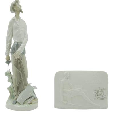 VINTAGE LLADRO DON QUIXOTE FIGURINE AND SIGNED PLAQUE