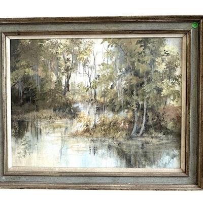 MARY BERTRAND LOUISIANA BAYOU OIL ON CANVAS
