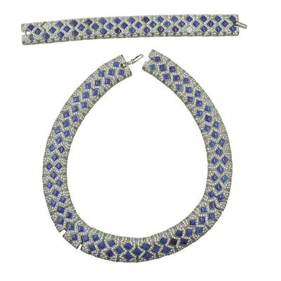 VINTAGE LES BERNARD LAPIS DEMI PARURE NECKLACE & BRACELET