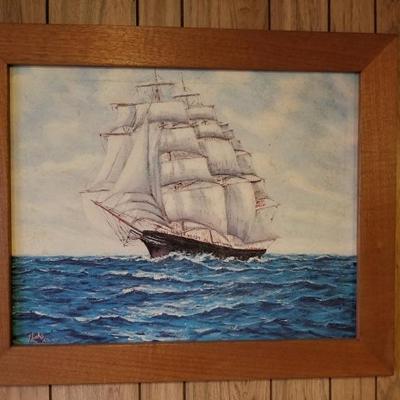 Vintage painting of sailing ship