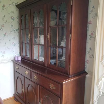 Cherry breakfront china cabinet
