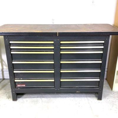 NIAB205 Craftsman Tool Storage Workbench	12 drawer Craftsman workbench. Comes with lots of miscellaneous nails, screws, nuts and bolts of...