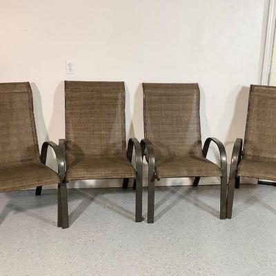 NIAB806 Four Patio Chairs	Set of four patio chairs with curved armrests and flexibleÂ synthetic seats and backs. Chairs measure...