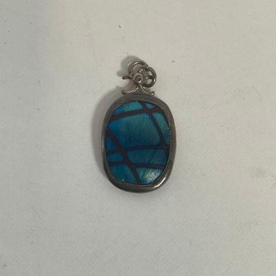 S Myers Glass/Sterling Pendant