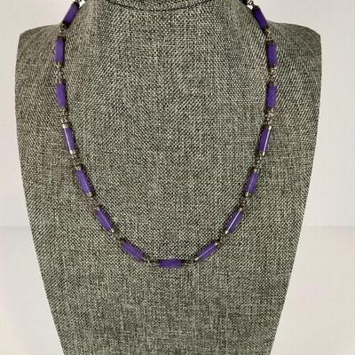 Purple Jade/Sterling Necklace
