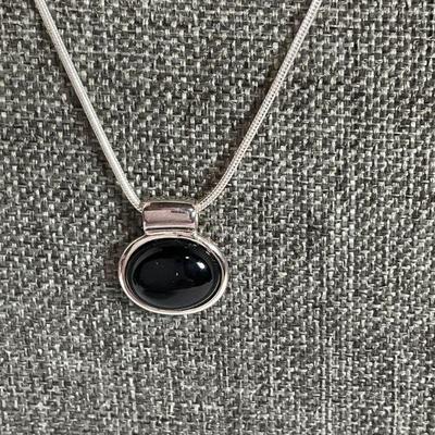 Black/Onyx Sterling Pendant-Chain