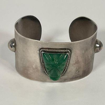 Mexico/Sterling Green Onyx Cuff Bracelet