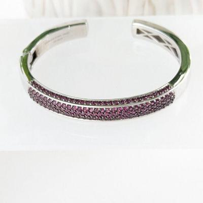 Affinity Gems Rose Garnet & Sterling Silver Hinged Cuff Bracelet