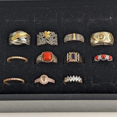 Lot of 9 Sterling Silver Rings