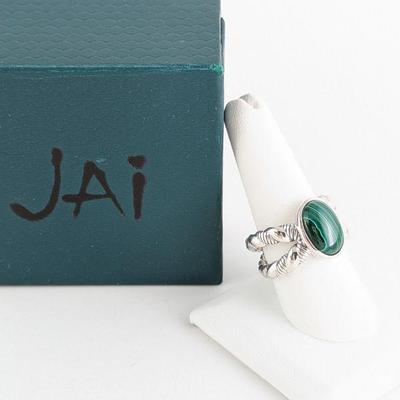 JAi by John Hardy Sterling Silver & Malachite Cabochon Cable Ring, New in Box