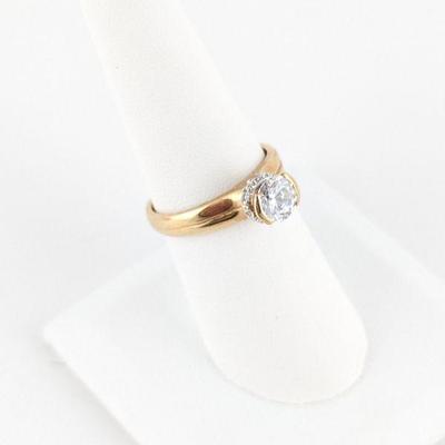 10K Yellow Gold with Round CZ Ring